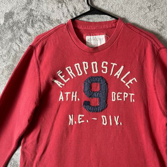Aeropostale Vintage Y2k Thermal Waffle Henley Mens Size Large Red - Picture 2 of 9